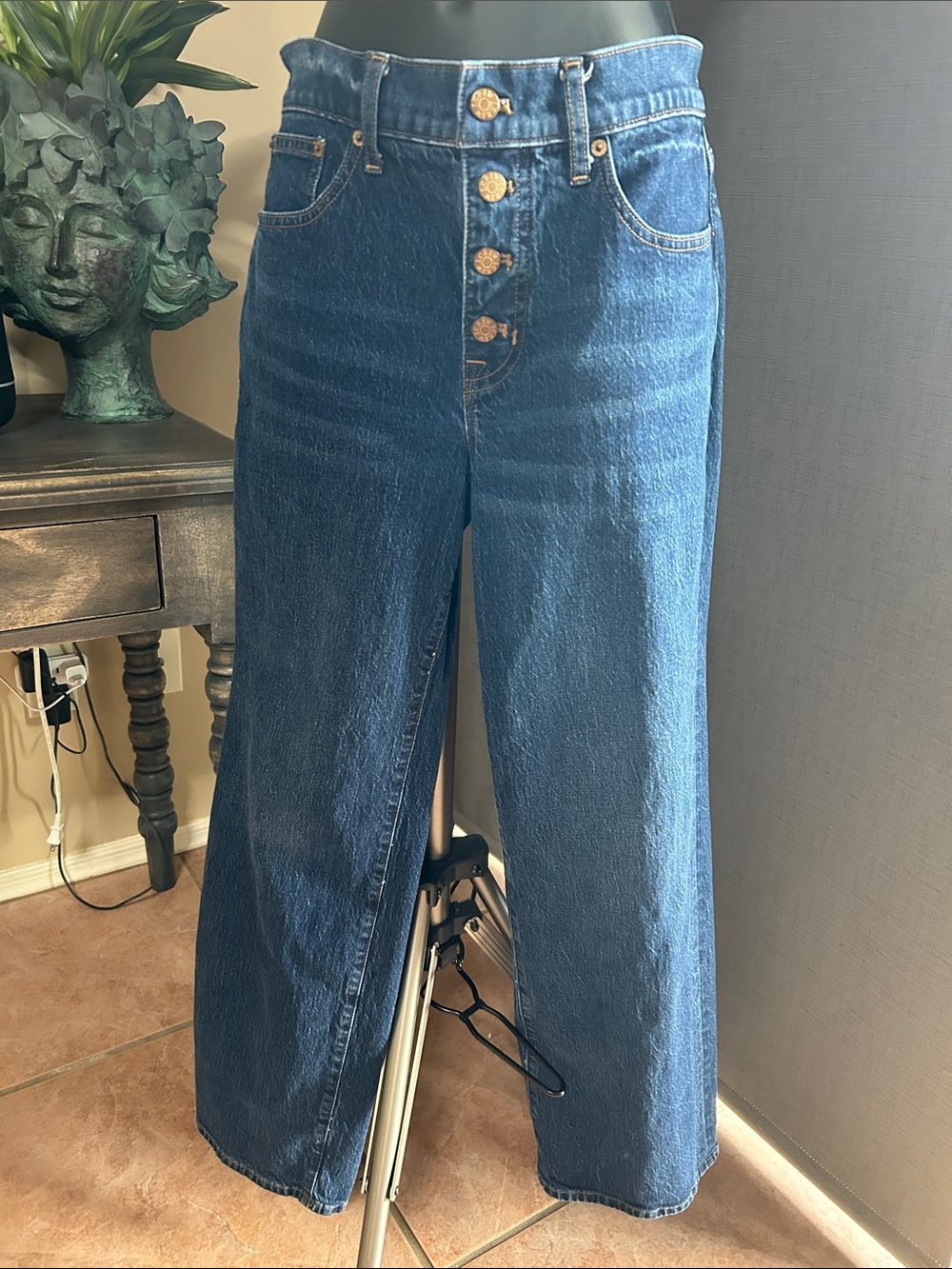 J. Crew Women's Blue Wide Leg Full Length Jeans